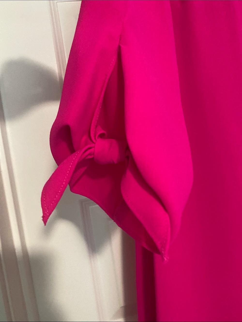 CeCe Fuchsia Shift Dress with Rolled Tie Sleeves - Picture 2 of 2